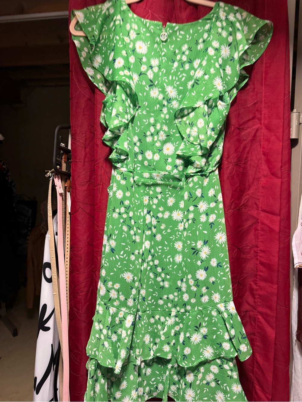 Tommy Hilfiger Green Floral Ruffle Midi Dress - Picture 2 of 8